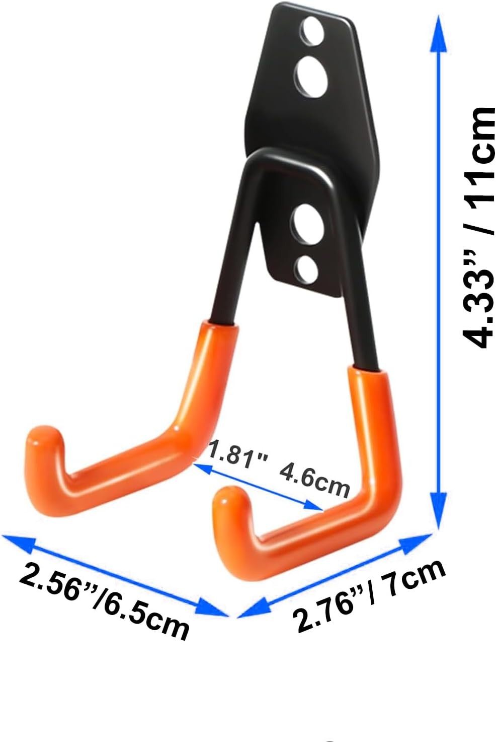 2 Pack Heavy Duty Wall Hook for Hanging, Garage Tool Organizer Wall Mount, Metal