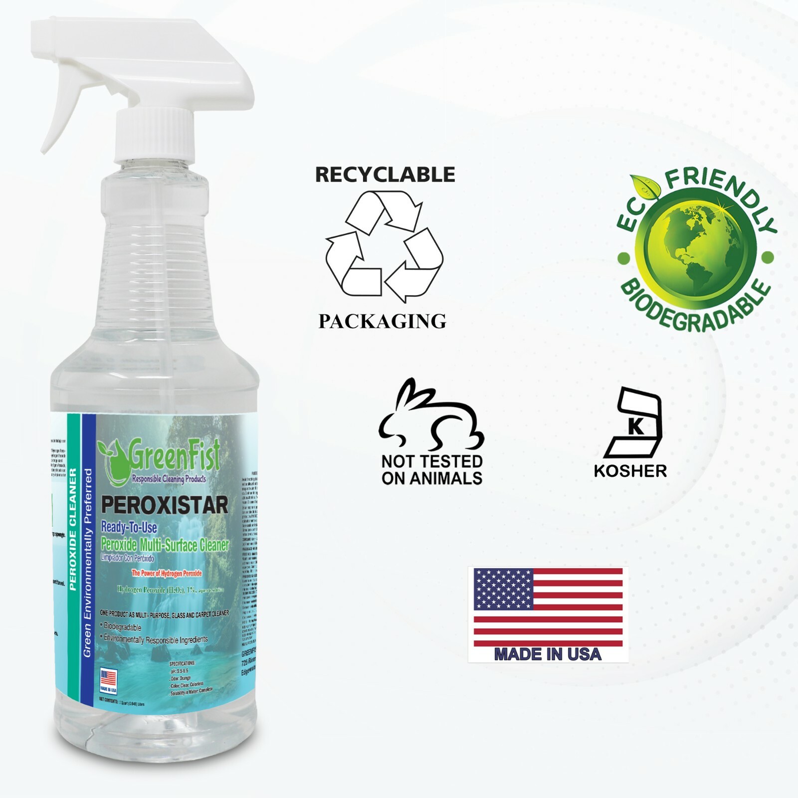 Hydrogen Peroxide All Purpose( Toilet, Carpet,Glass,Stain) Cleaner 32 oz (2x)