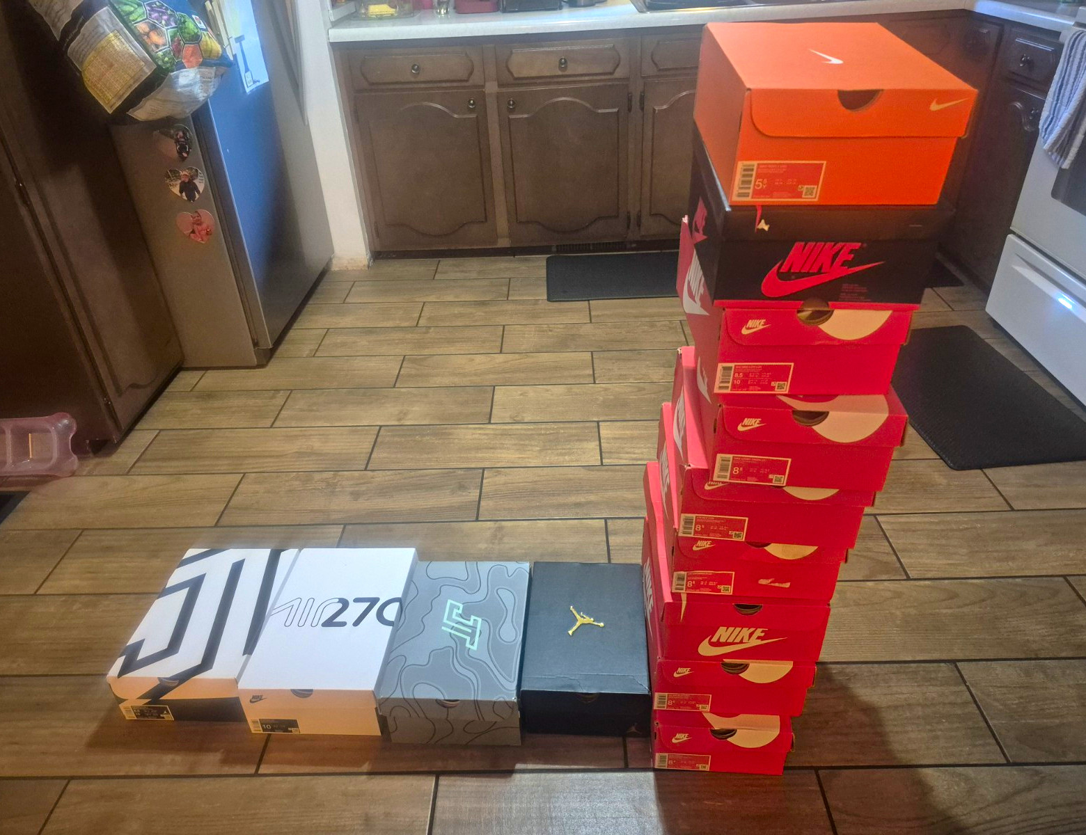 Nike Cardboard Shoe Box Storage Lot, Assorted Colors Red/Orange/Black/White/Gray