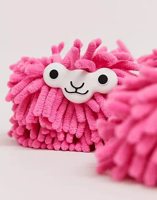 Pink Llama Cleaning Slippers – Cute Soft & Fuzzy Gift – One size fits all