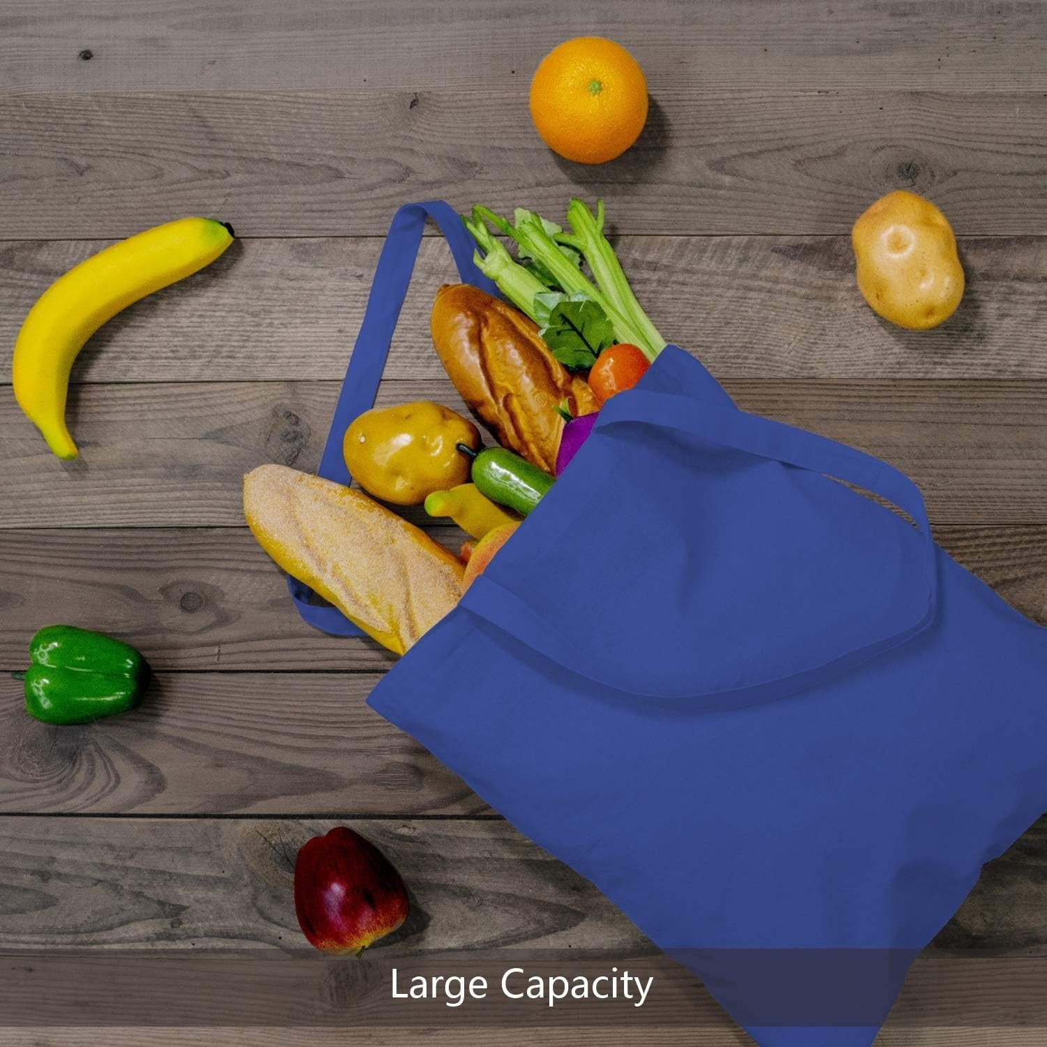 Lightweight 5-Pack of Durable Blue Cotton Shopping Bags for Sustainable Living