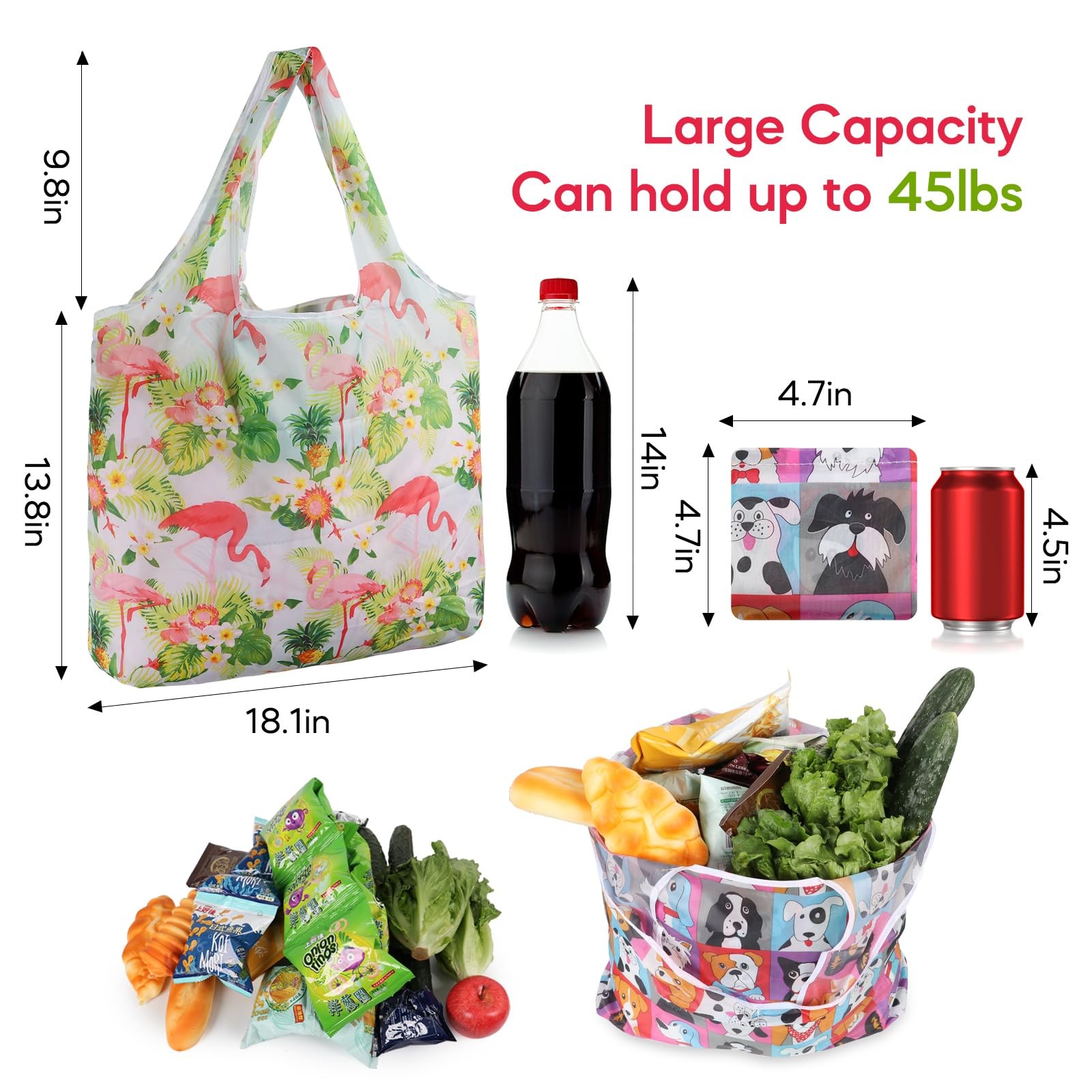 Reusable Grocery Bags 6 Pack Foldable 50lbs Heavy Duty Large Collapsible