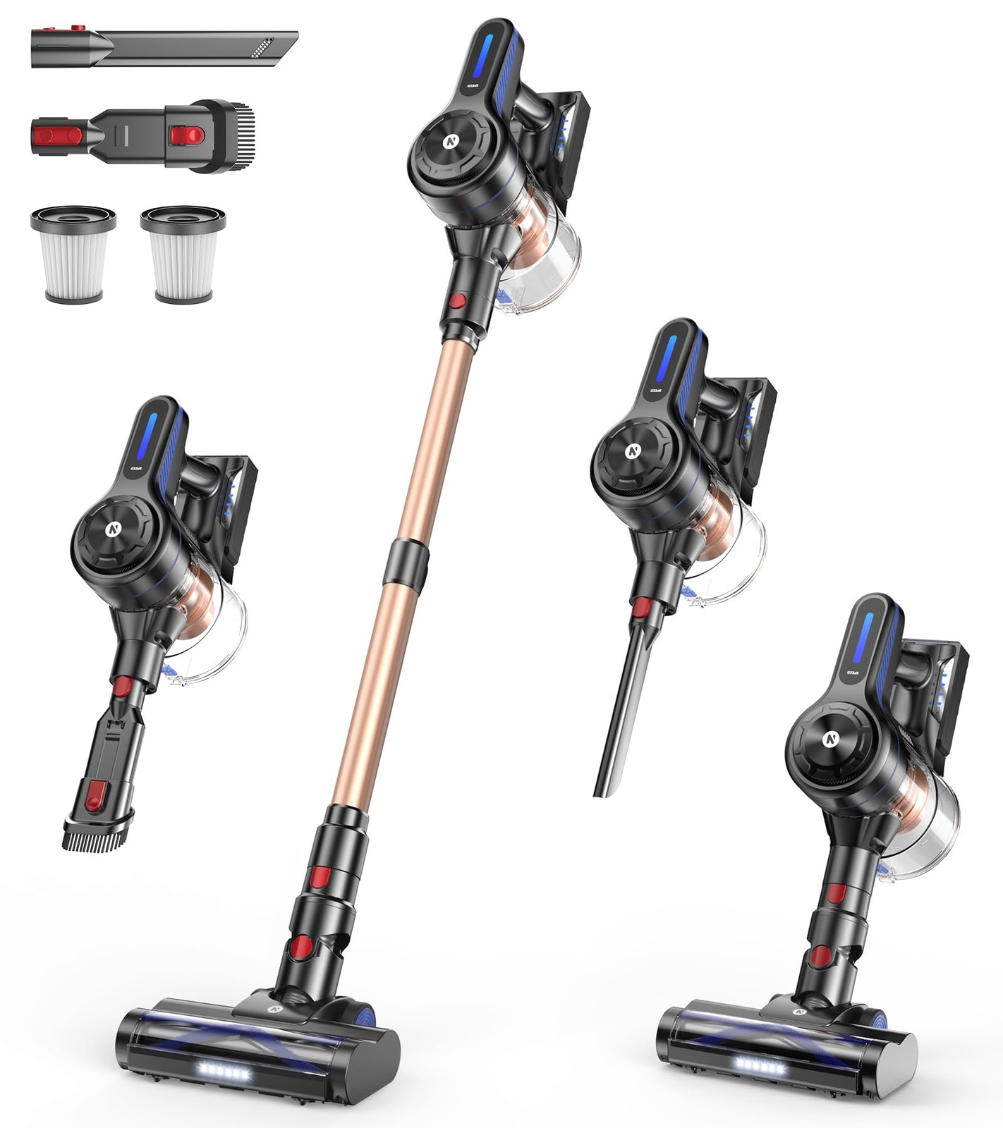 Cordless Vacuum Cleaner, 500W 40KPA Stick Vacuum with 45min Runtime, Anti-Tan…