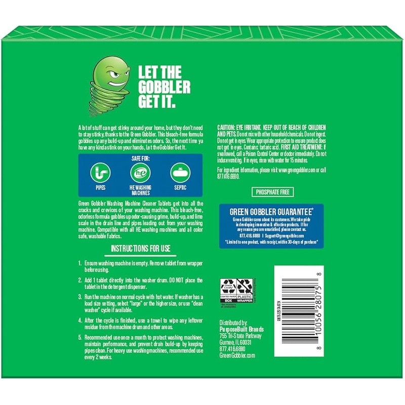 Deep Clean Washing Machine Tablet Clog Odor Defense Safe Pipes 30 Day Freshness