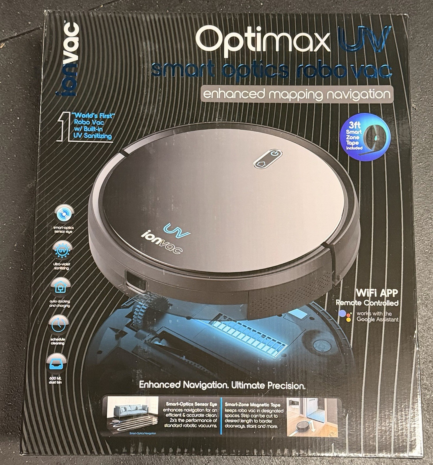 Tzumi Ionvac OptiMax UV Light Smart Optics Robo Vac Vacuum Cleaner