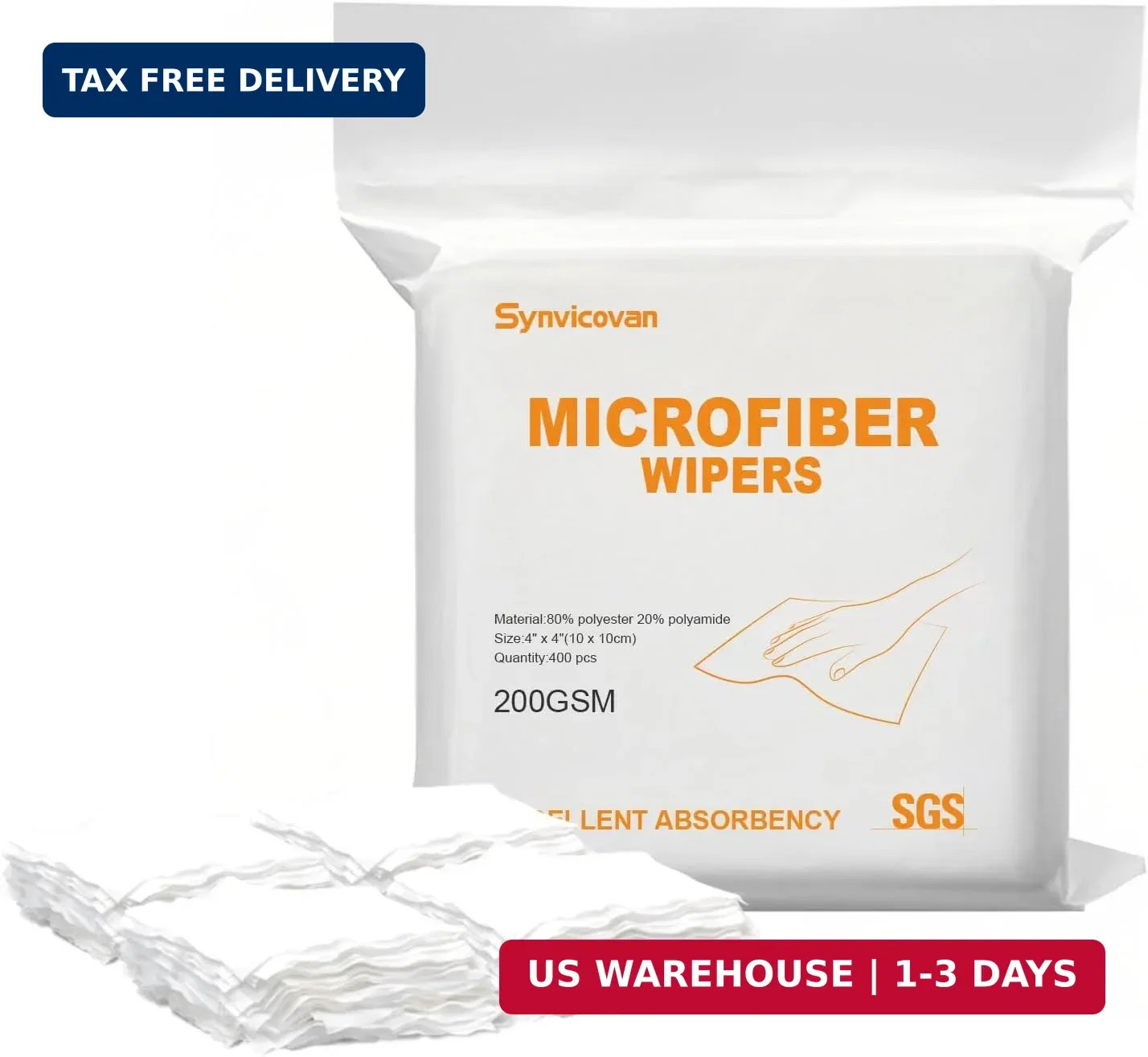 Microfiber Cloths 4″x4″(400 Pcs,200GSM) | Superfine Lint Free Cloths,Cleaning an