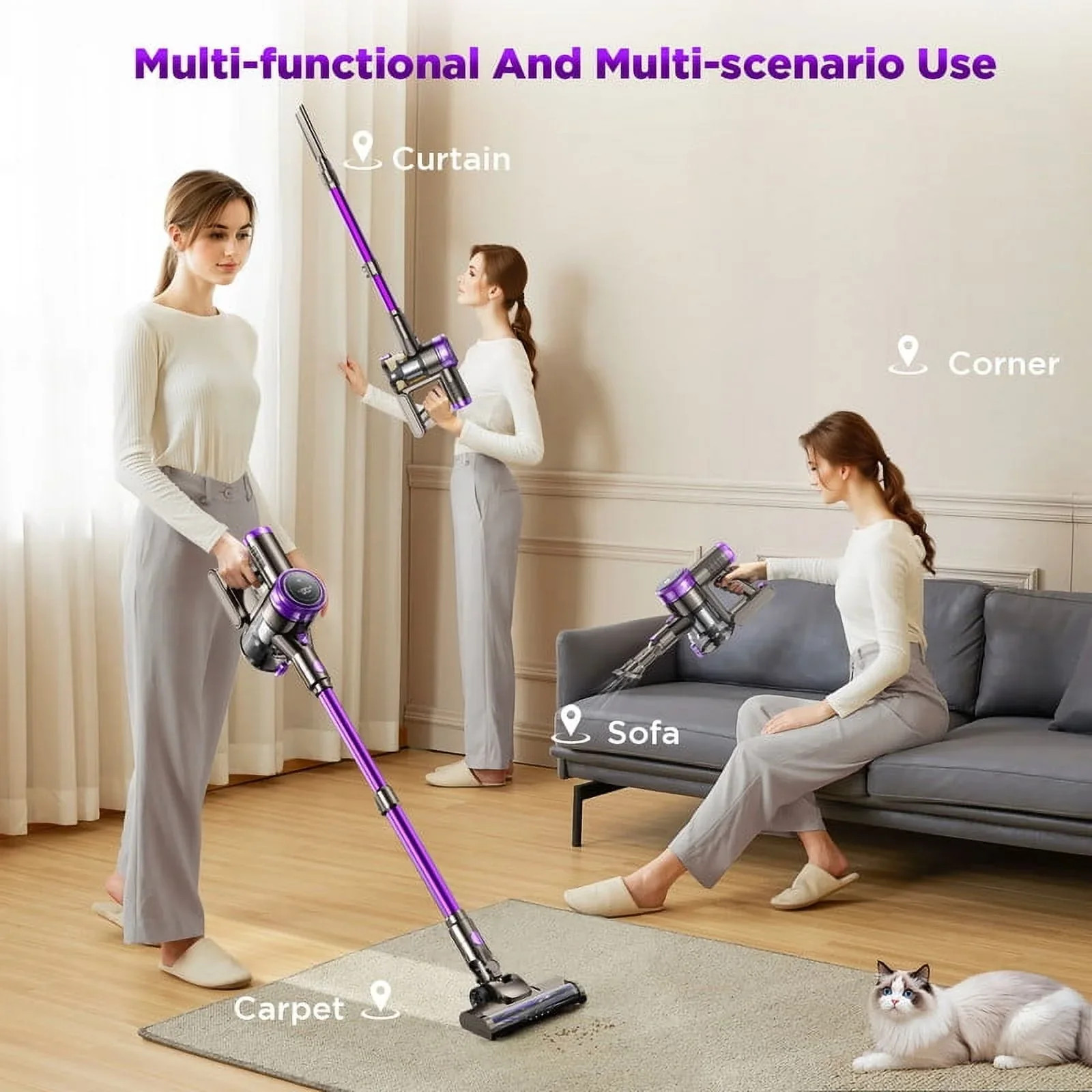 P2 Cordless Vacuum Cleaner 38000pa/400W 50min 2200mAh Lightweight Stick Va