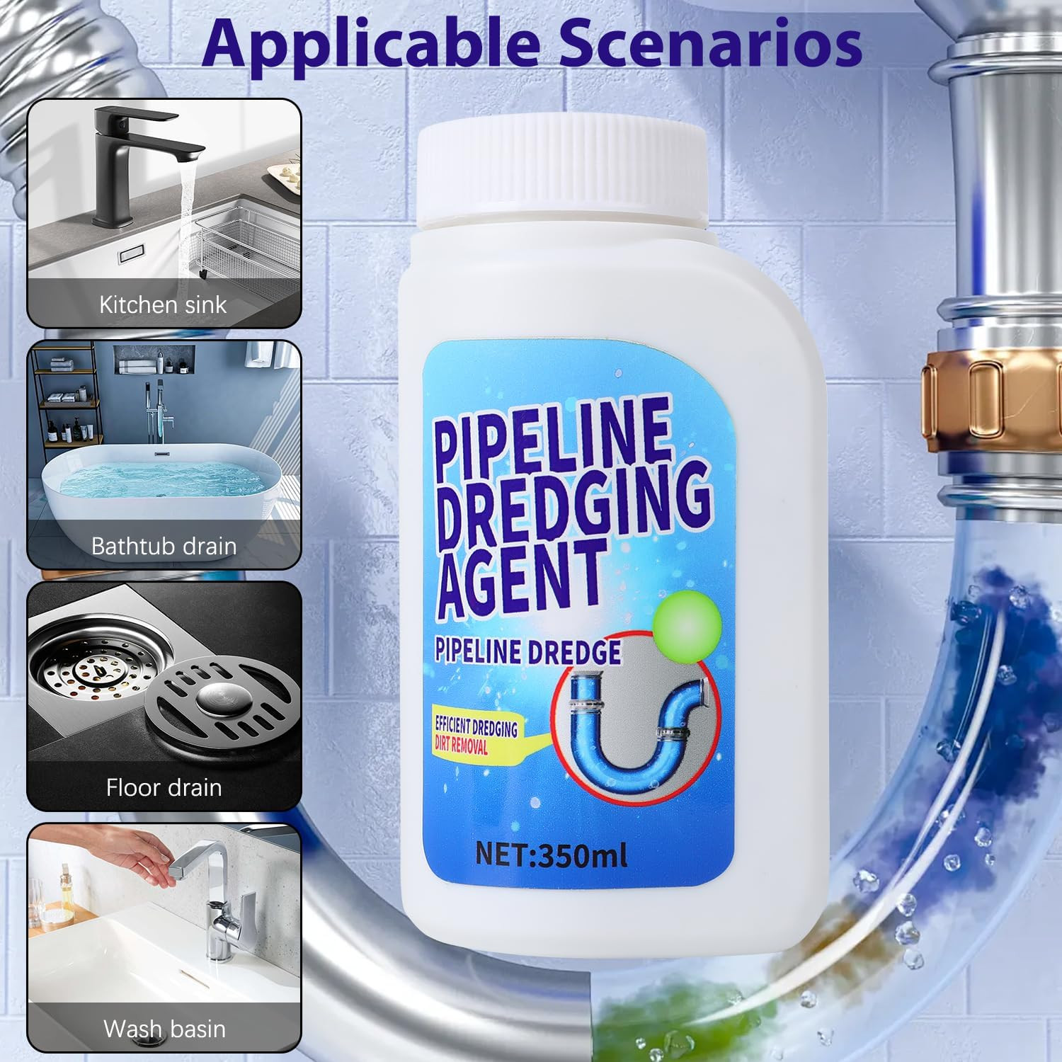 Pipeline Dredging Agent, 350Ml Drain Clog Remover Agent,Kitchen Unblocker, Power