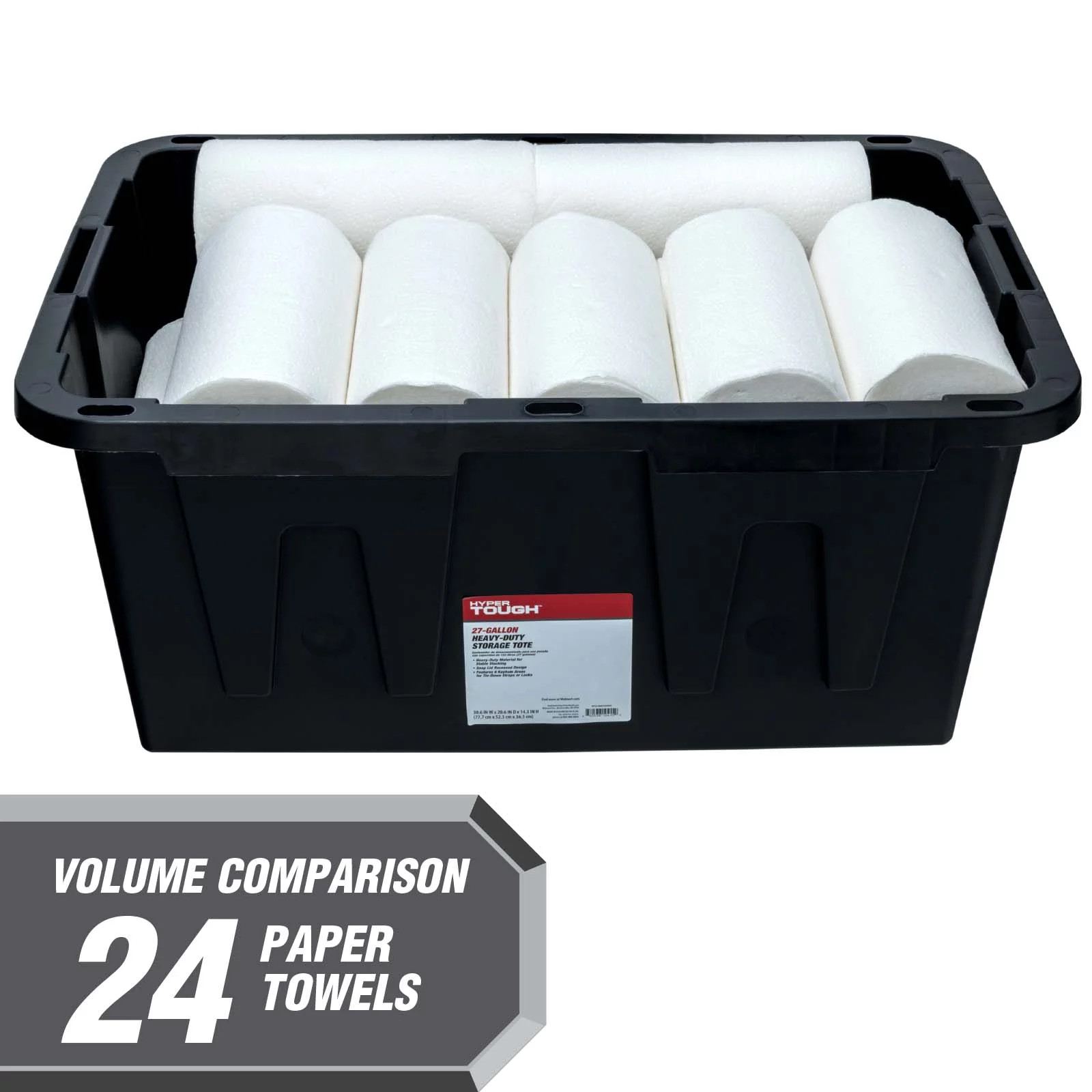 27-Gallon Plastic Storage Bin with Snap Lid, Black and Red