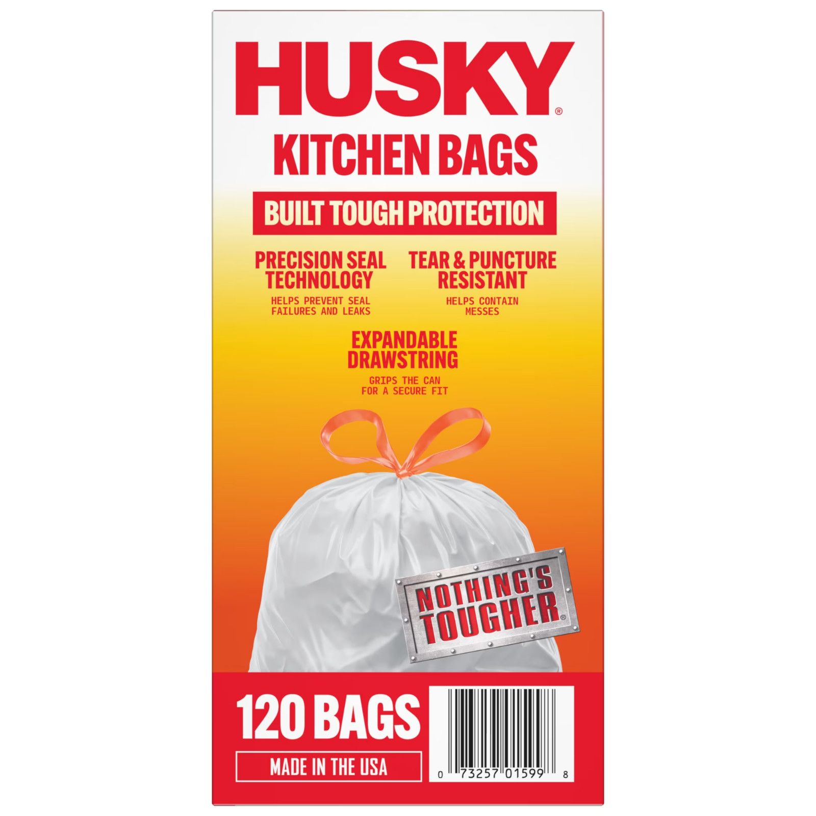 Husky 13 Gallon Tall Kitchen Drawstring Bags, 120 Bags New