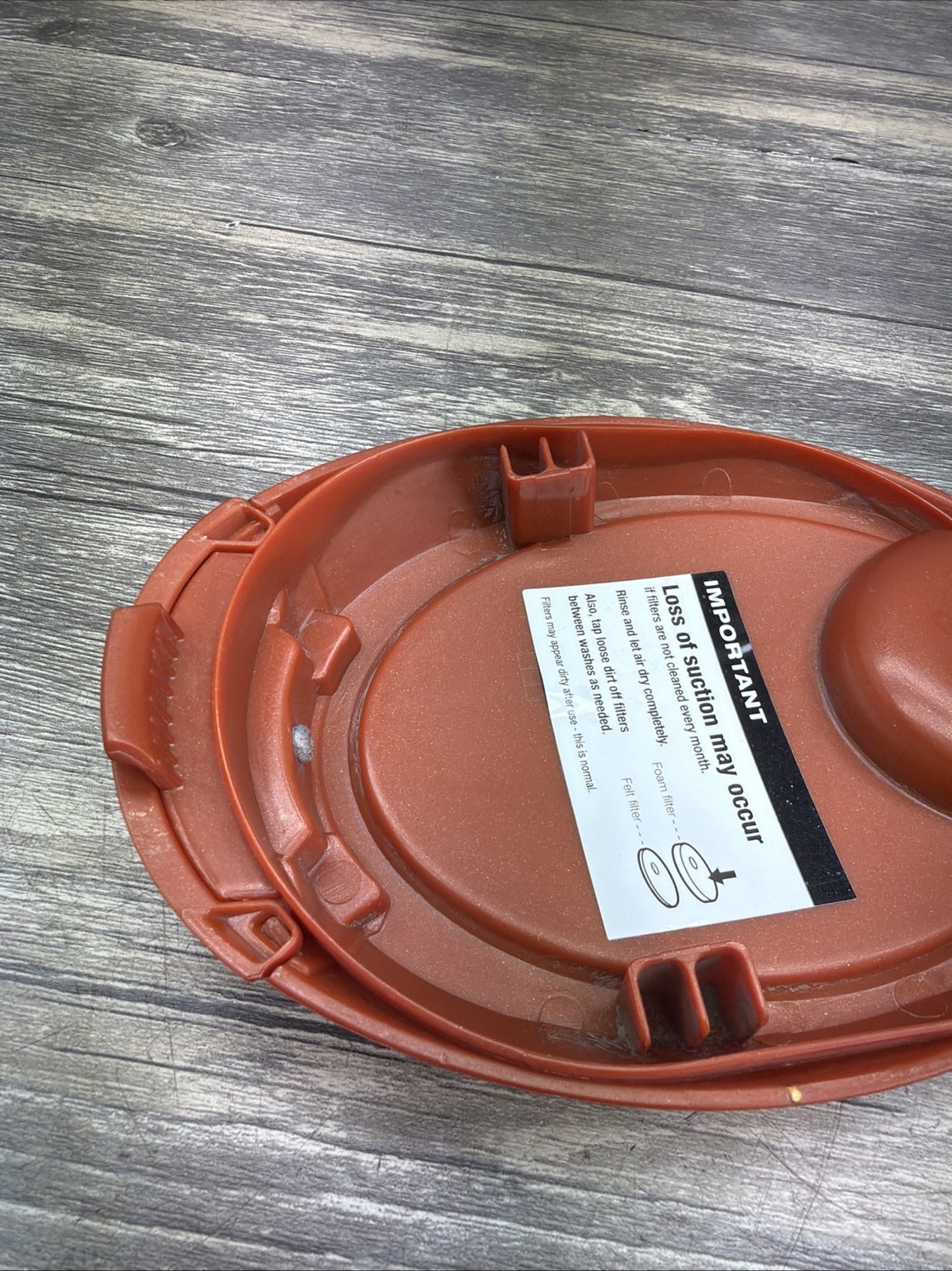 SHARK ROCKET PRE FILTER TOP COVER CAP LID HV301 HV302 HV303 Orange