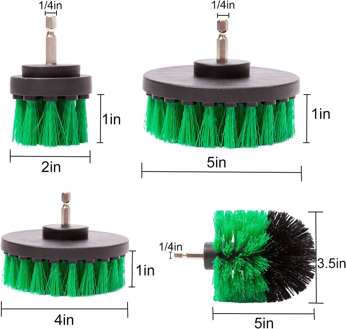 4 Packs Drill Brush Kit, Drill Scrubber Attachment Set for Cleaning Kitchen,