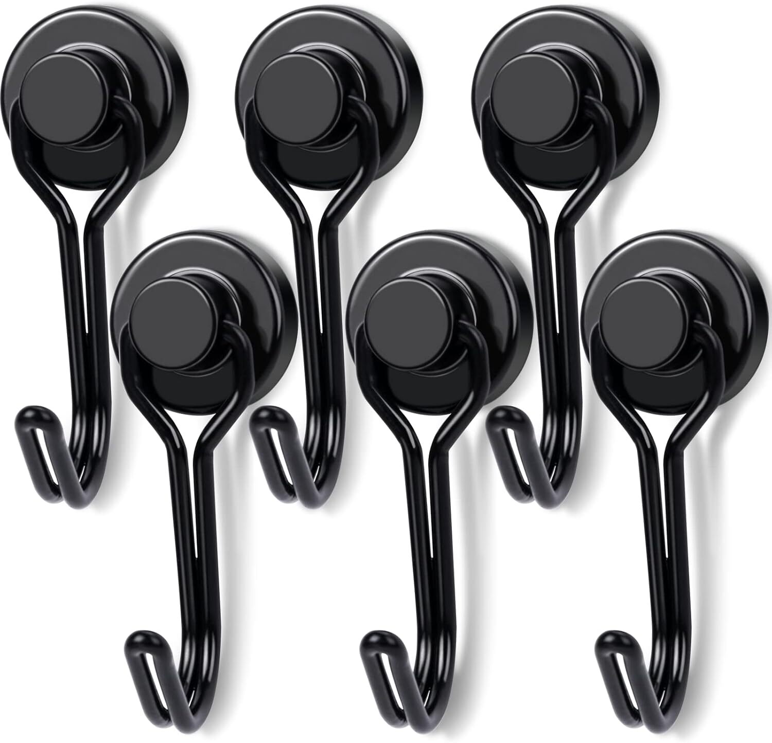 10Pcs Black Swivel Swing Magnetic Hooks 30Lbs for Refrigerator Grill Key Holder