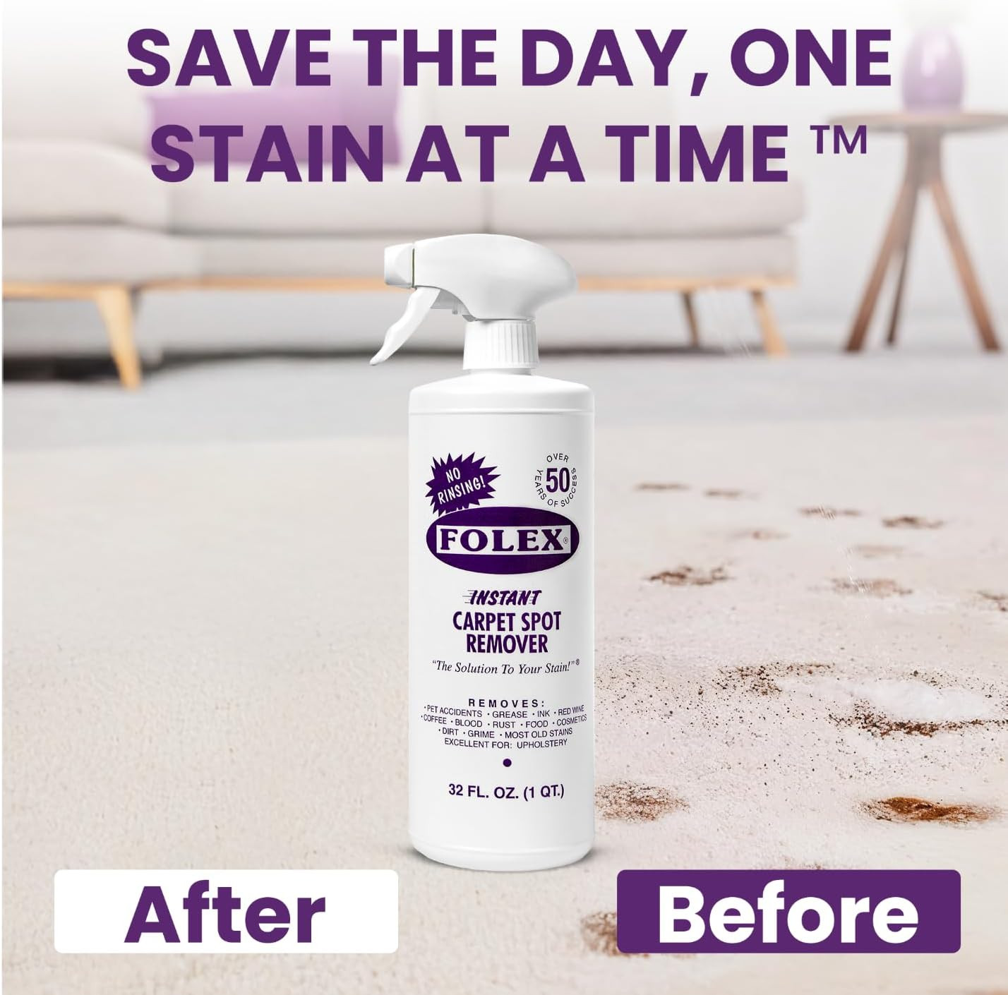 FOLEX 32oz Carpet Spot Remover for Pet & Food Stains, With Cleaning Cloth