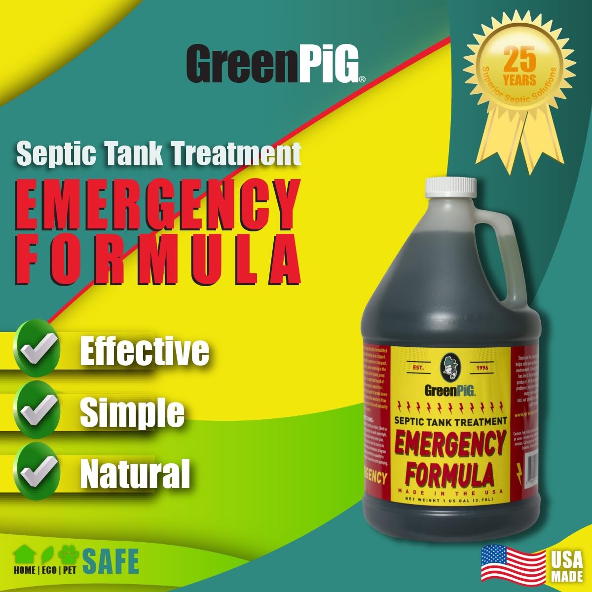 Green Pig Drain Field Cleaner, Septic Safe Clog 128 Fl Oz (Pack of 1)