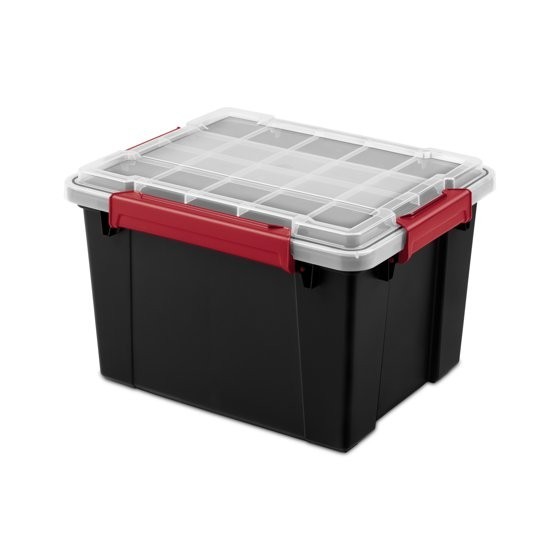 Sterilite 8.5 Gallon Small Gasket Tote, IP68 WaterProof Plastic Storage Bin