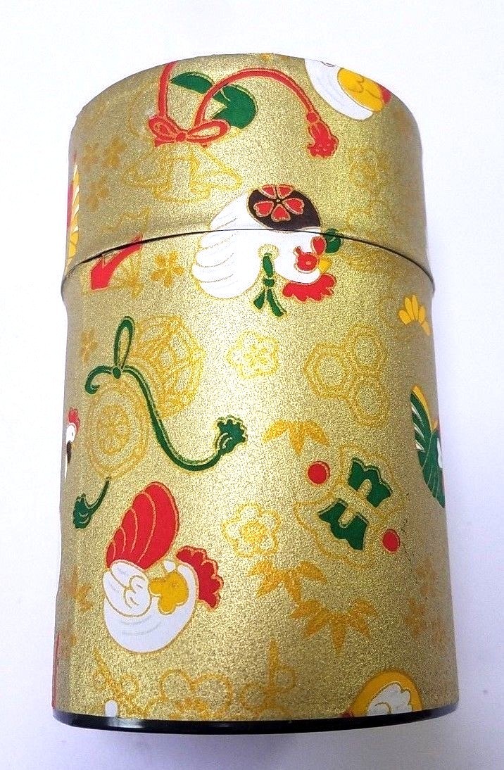 Japan Cylindrical tea cans Birds Empty Diameter 6.5 cm X Height 10.5 cm