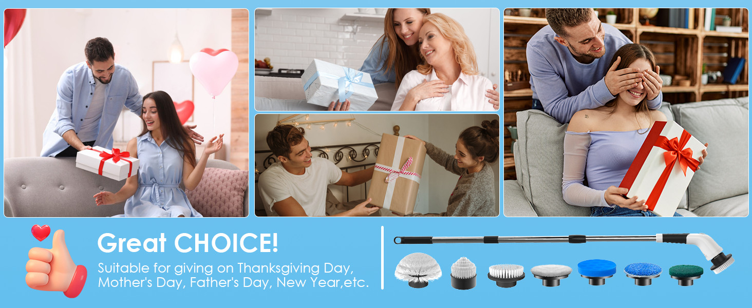 Electric Spin Scrubber, Cordless Cleaning Brush with 180 Min Runtime, 3-Speed, 7