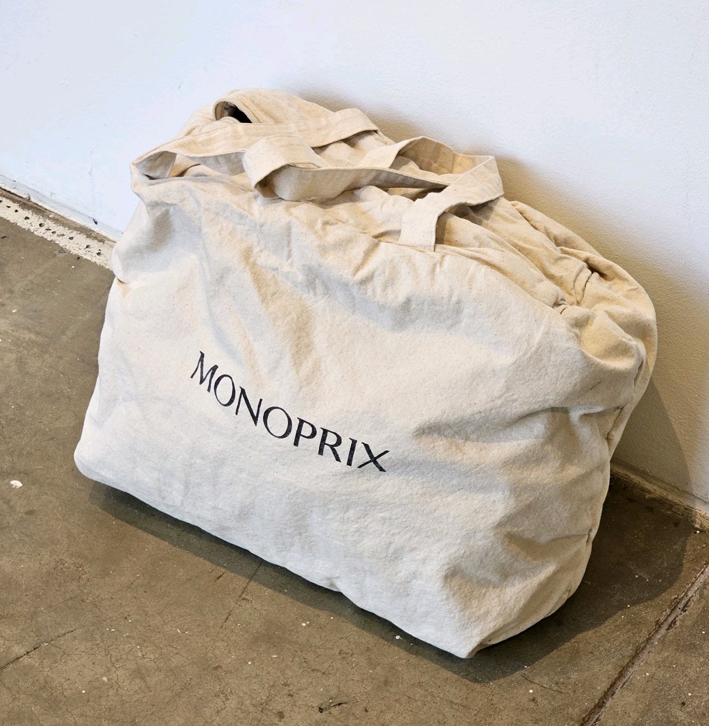 Monoprix Reusable Shopping Bag Tote, Insulated/Padded, Cotton, Made In Paris
