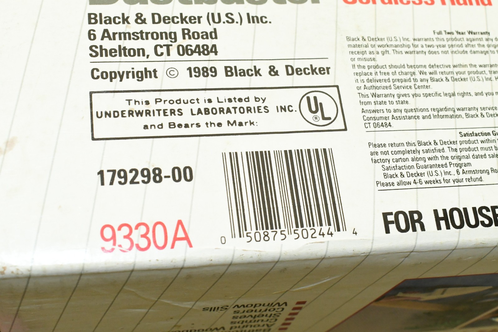 Vintage Black & Decker Dustbuster Vac Vacuum 9330A w/ Box + Manual – NO CHARGER