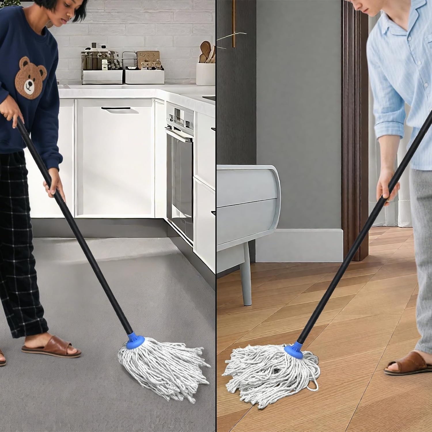 Indoor Mop for Floor Cleaning – Cotton Mops for Floor Cleaning, Regular Mop f…