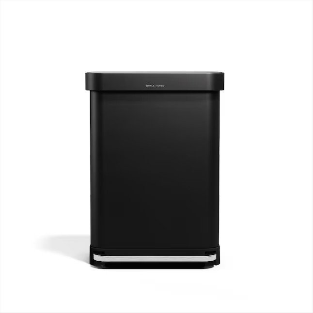 simplehuman 55L rectangular step can with liner pocket matte black steel