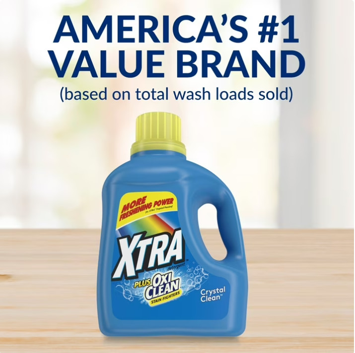 4 Pack Xtra Plus OxiClean, 131 Loads Liquid Laundry Detergent, 203.1 fl oz Pk