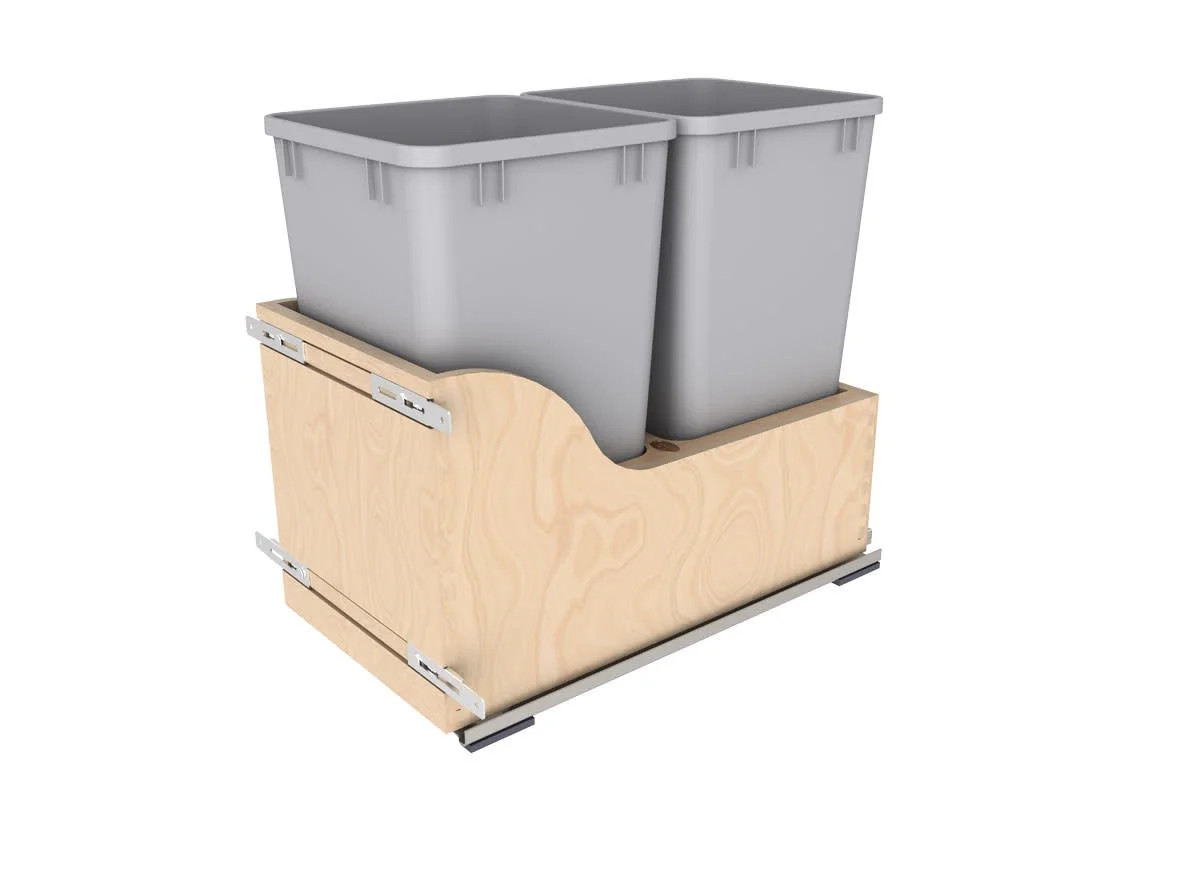 4Wcsc-1527Dm-2 Wood Classics 12″W Double 27 Qt / 6.75 Gallon Pull Out Trash