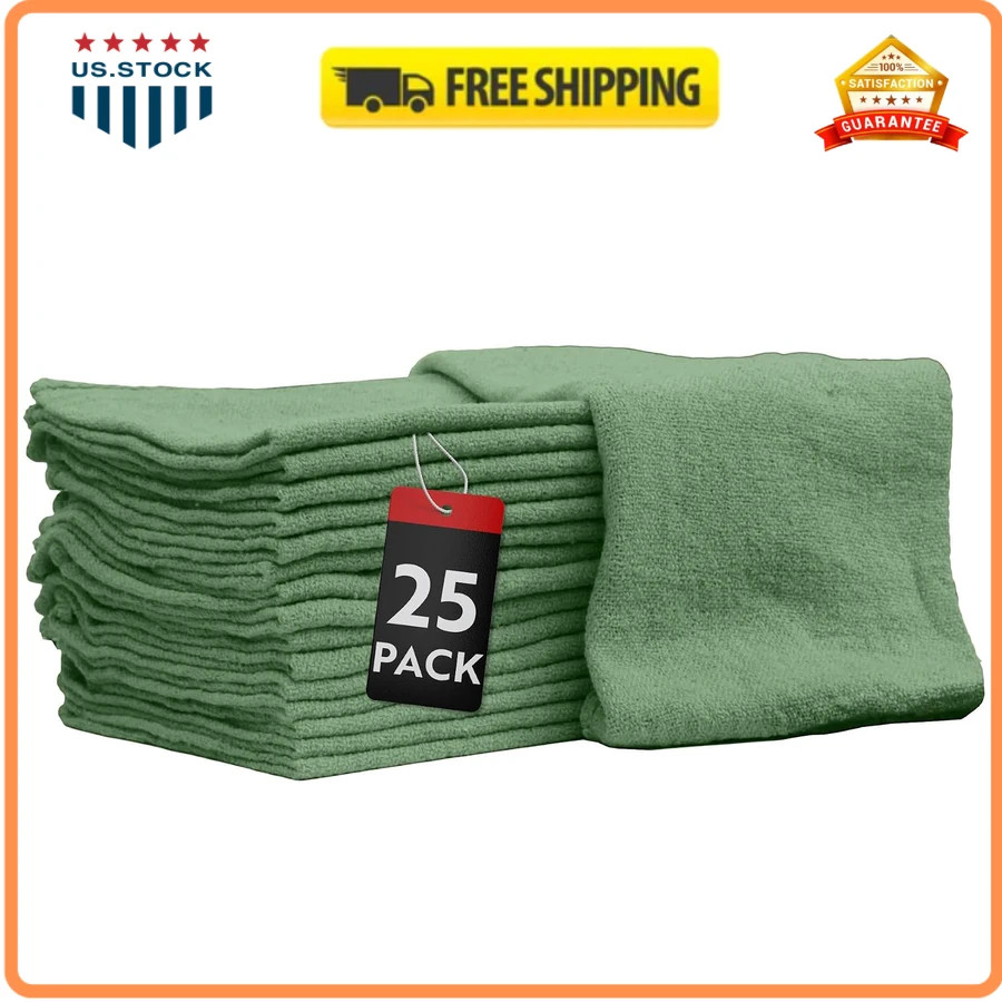 Nabob Wipers 25 Pack 14×14 Blue 100% Cotton Commercial Grade Shop Towels Rags