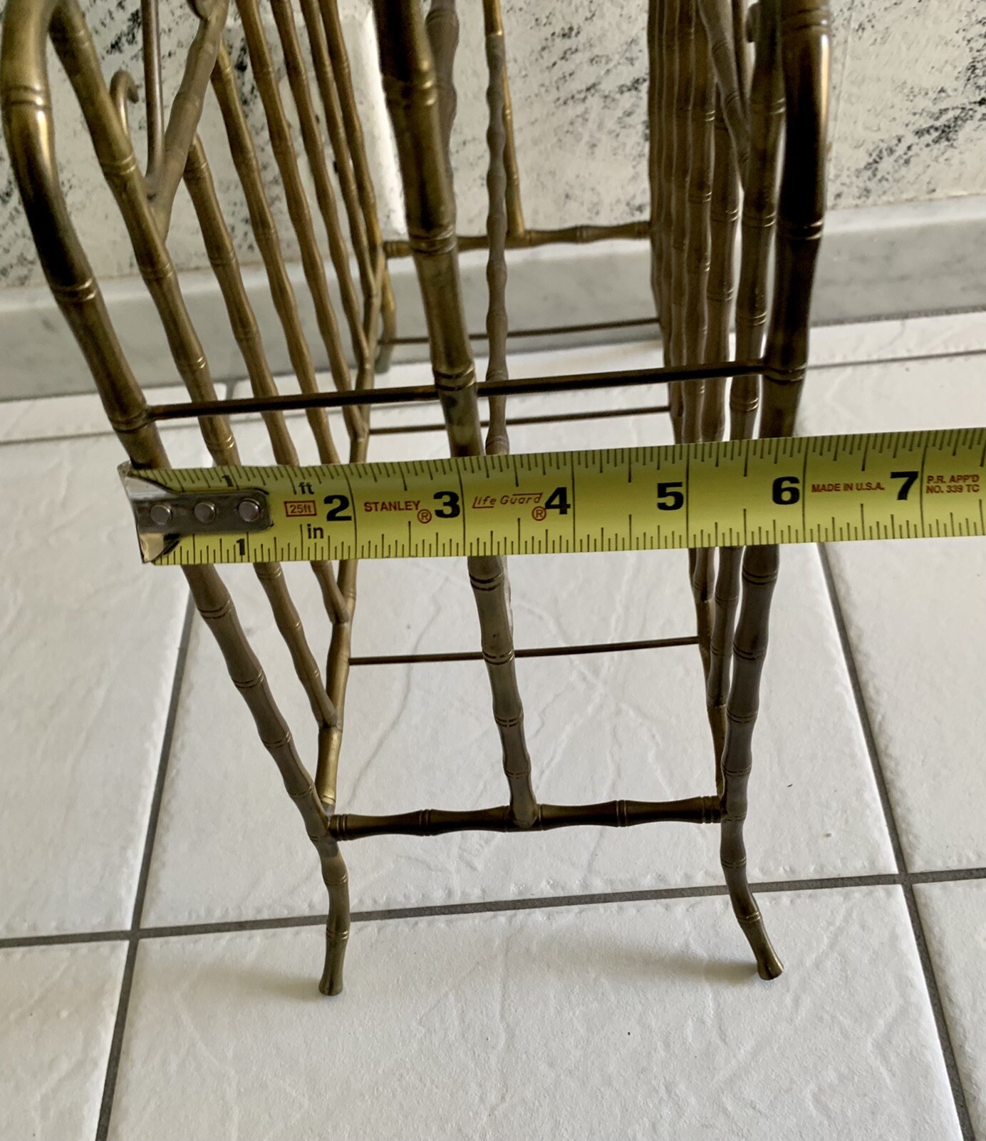 Solid Brass Magazine Newspaper Rack Mid Century Modern Design VTG 17” X 13” X 6”