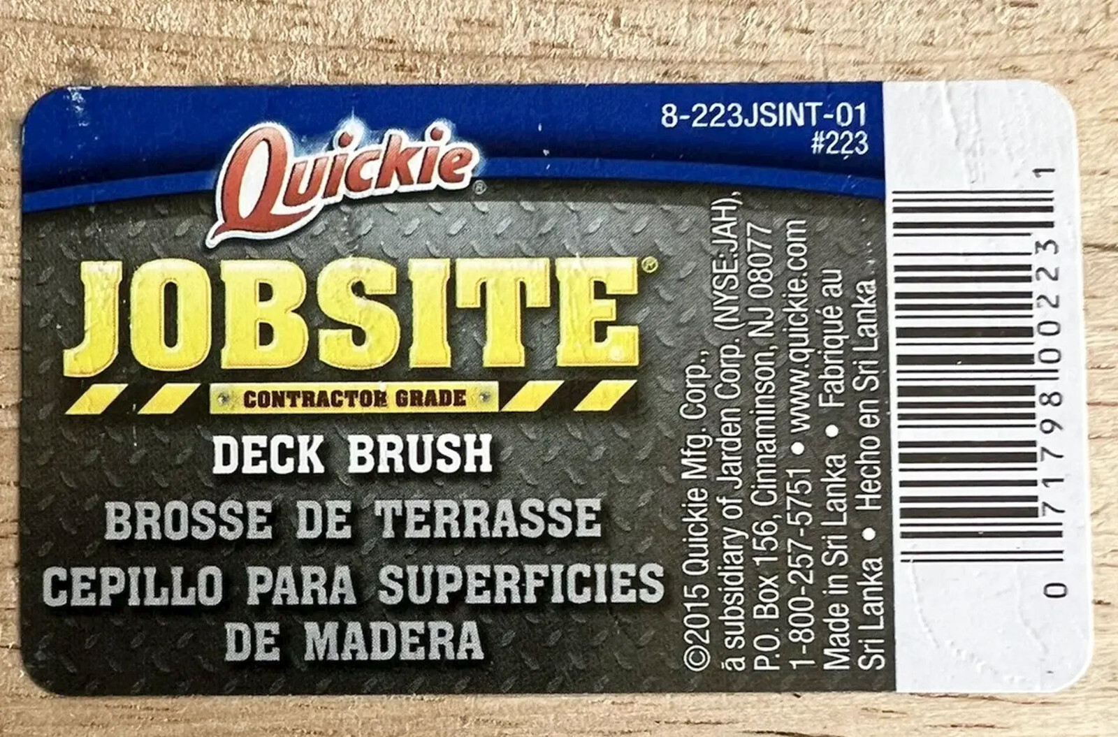 Contractor Grade Stiff DECK BRUSH Natural Fiber Blend Quickie #233 8-223JSINT-01