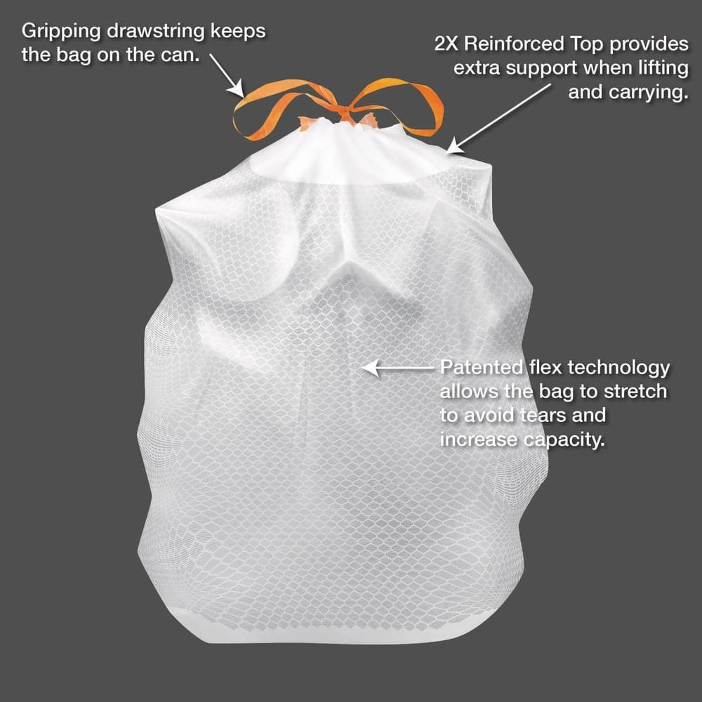 HDX 13 Gallon Reinforced Top Drawstring Fresh Scented Tall Kitchen Trash Bags wi