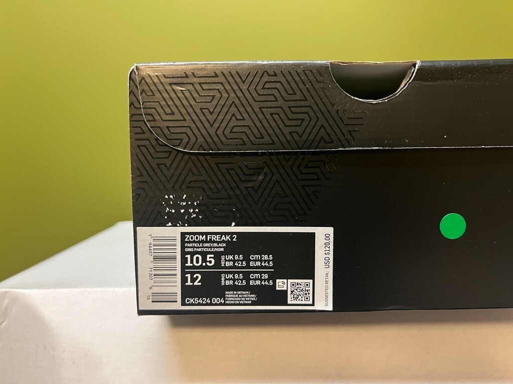 NIKE ZOOM FREAK 2 PARTICLE GREY/BLACK Giannis Shoe Box ONLY! NO SHOES!