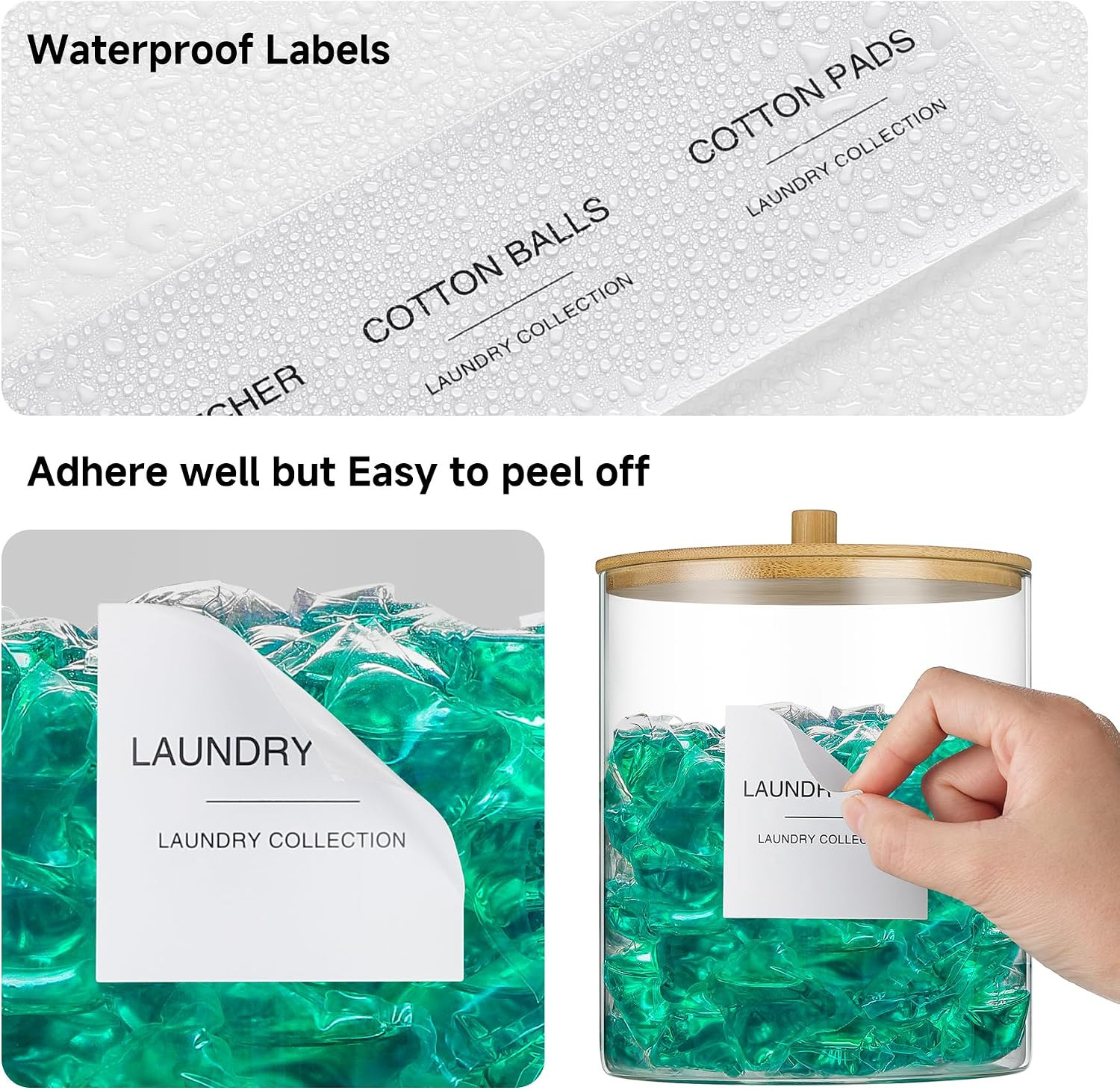Glass Jars for Laundry Room Organization, Laundry Pods Container with 27 Labels,