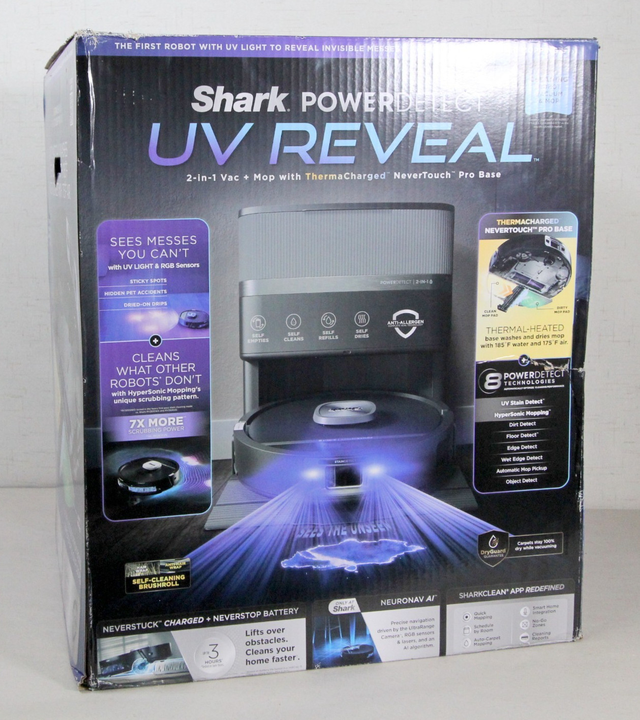 Shark – PowerDetect UV Reveal 2-In-1 Vacuum & Heated Mop – Black RV3010XE *NEW*