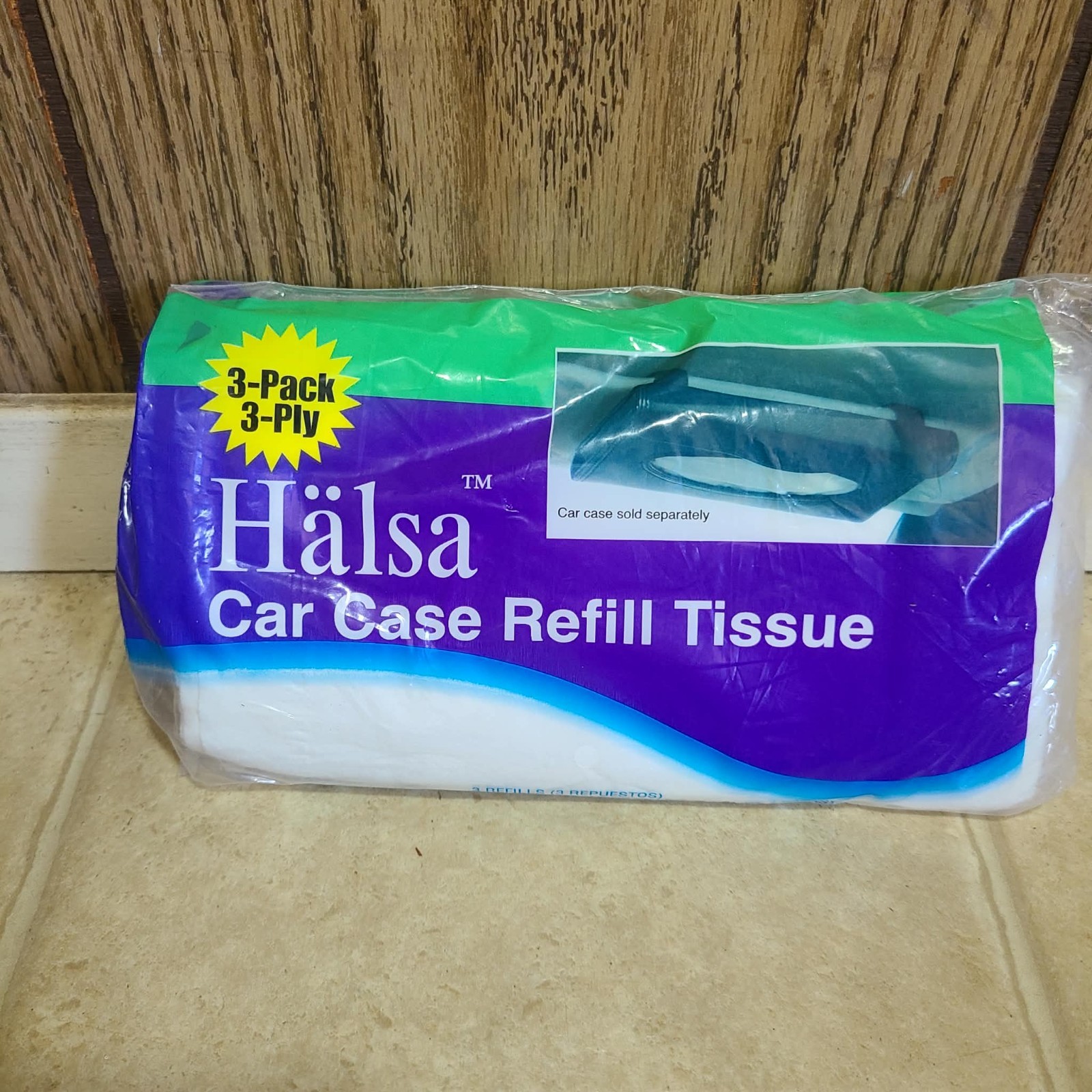 Tempo Car Tissue Refills Halsa 3 Pack Sealed Auto Visor Holder Replacement Packs