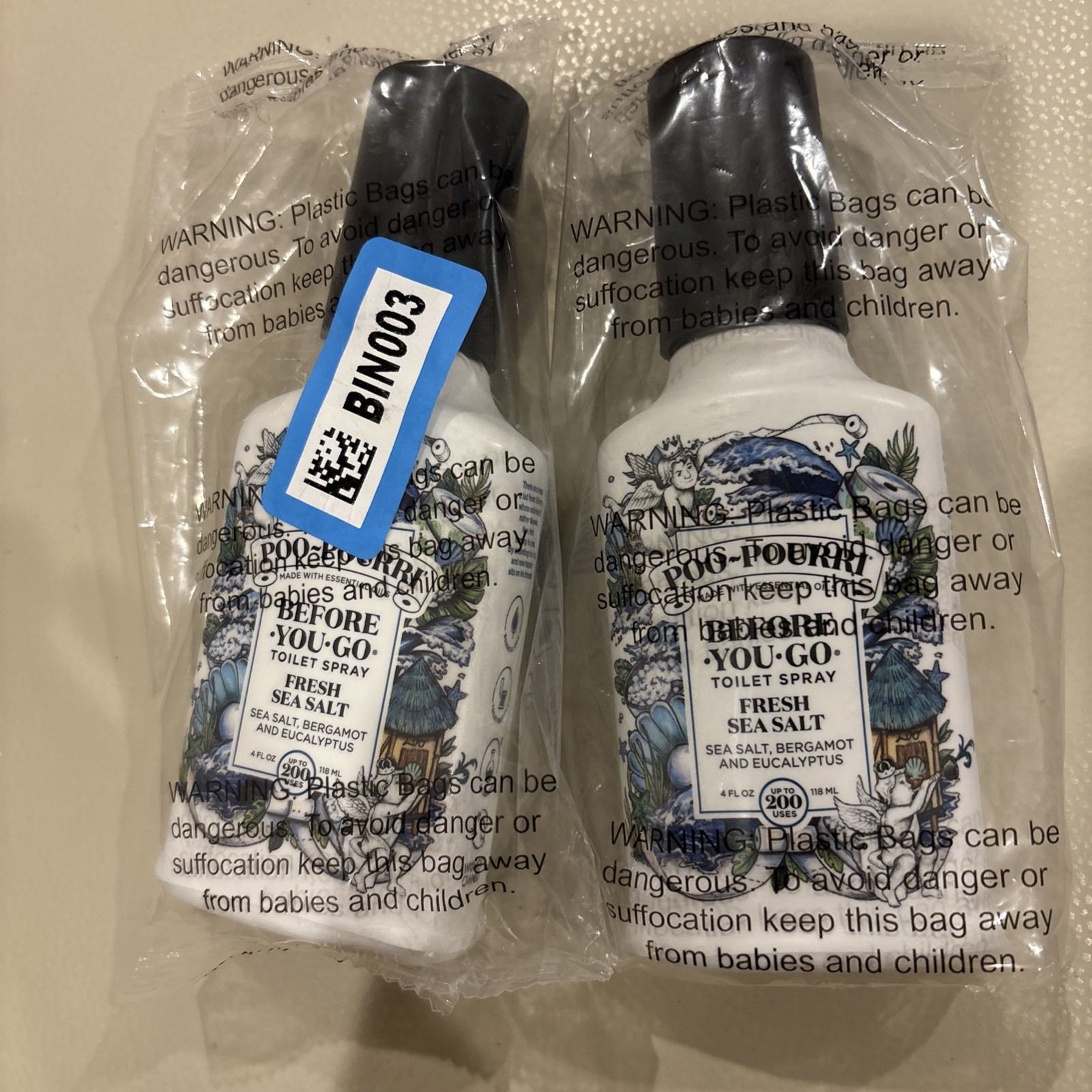 2 Pk POO-POURRI -FRESH SEA SALT -BEFORE YOU GO TOILET SPRAY NO ODOR 4OZ 100 ML