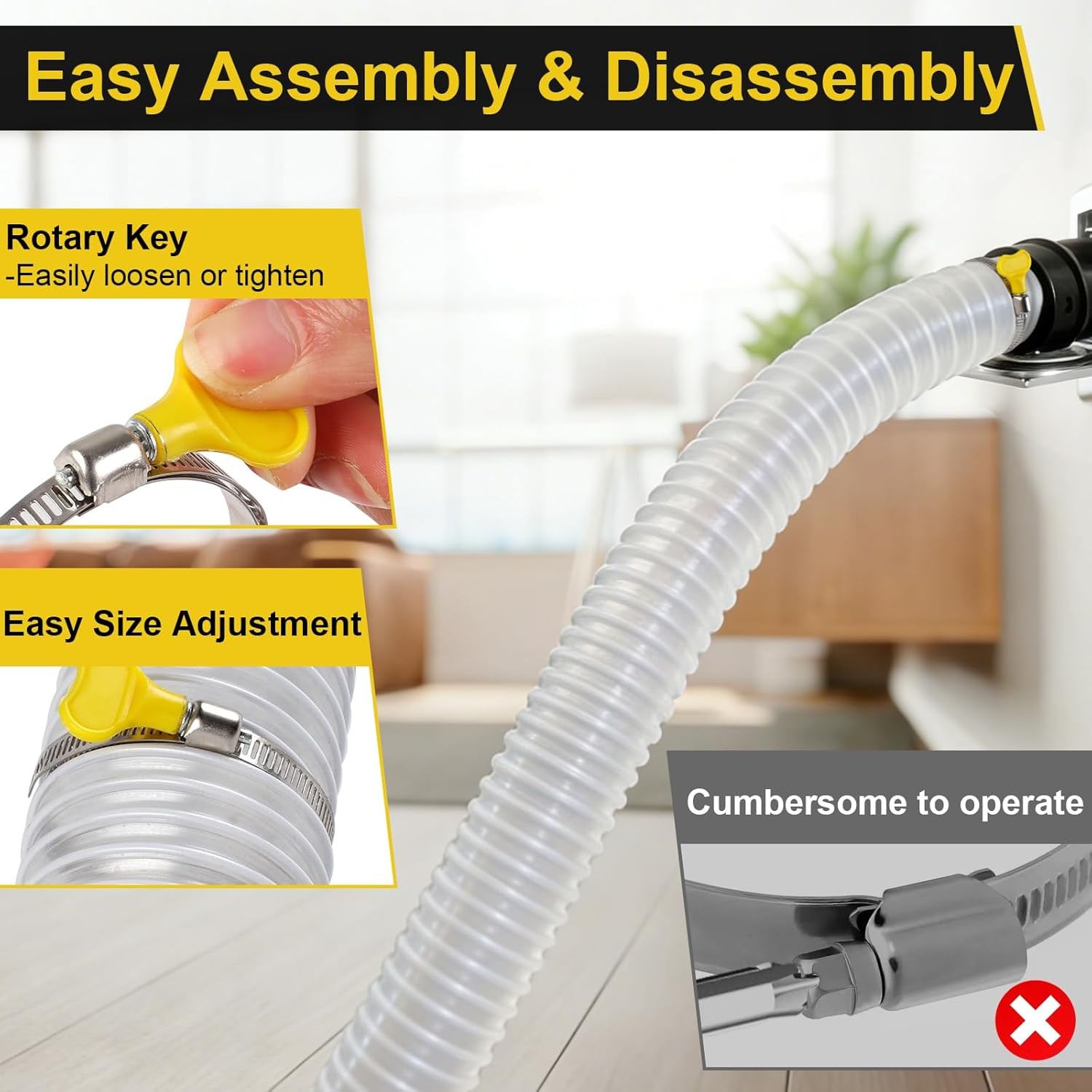 PVC Dust Collection Hose 2.3″×3.9ft Clear Workshop Fume Hose w/ Clamp