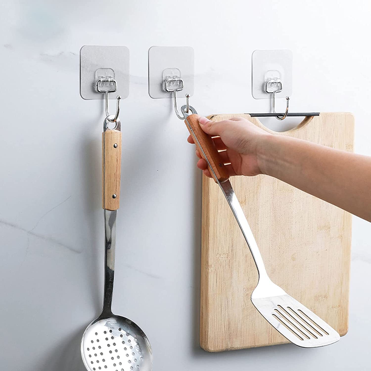 10/20 Pcs Adhesive Sticky Hooks Heavy Duty Wall Seamless Hook Hanger Transparent