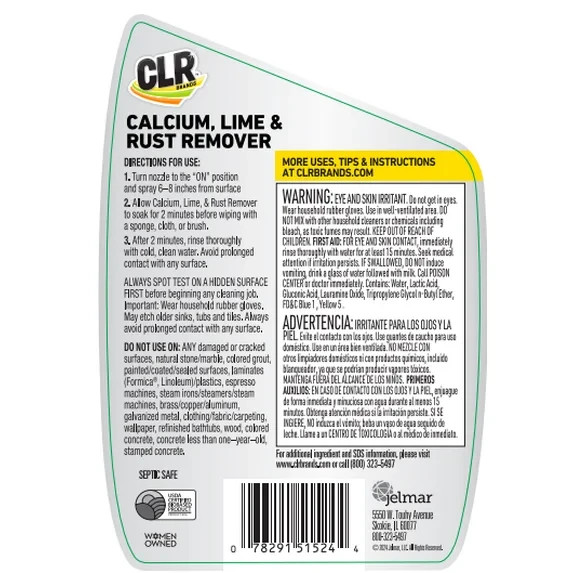 CLR Calcium Lime and Rust Remover EPA Safer Choice 22 oz Spray