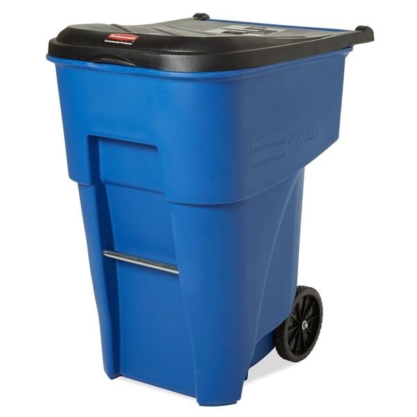 Rubbermaid Commercial Fg9w2273blue Brute 95 Gal Rectangular Rolling Plastic