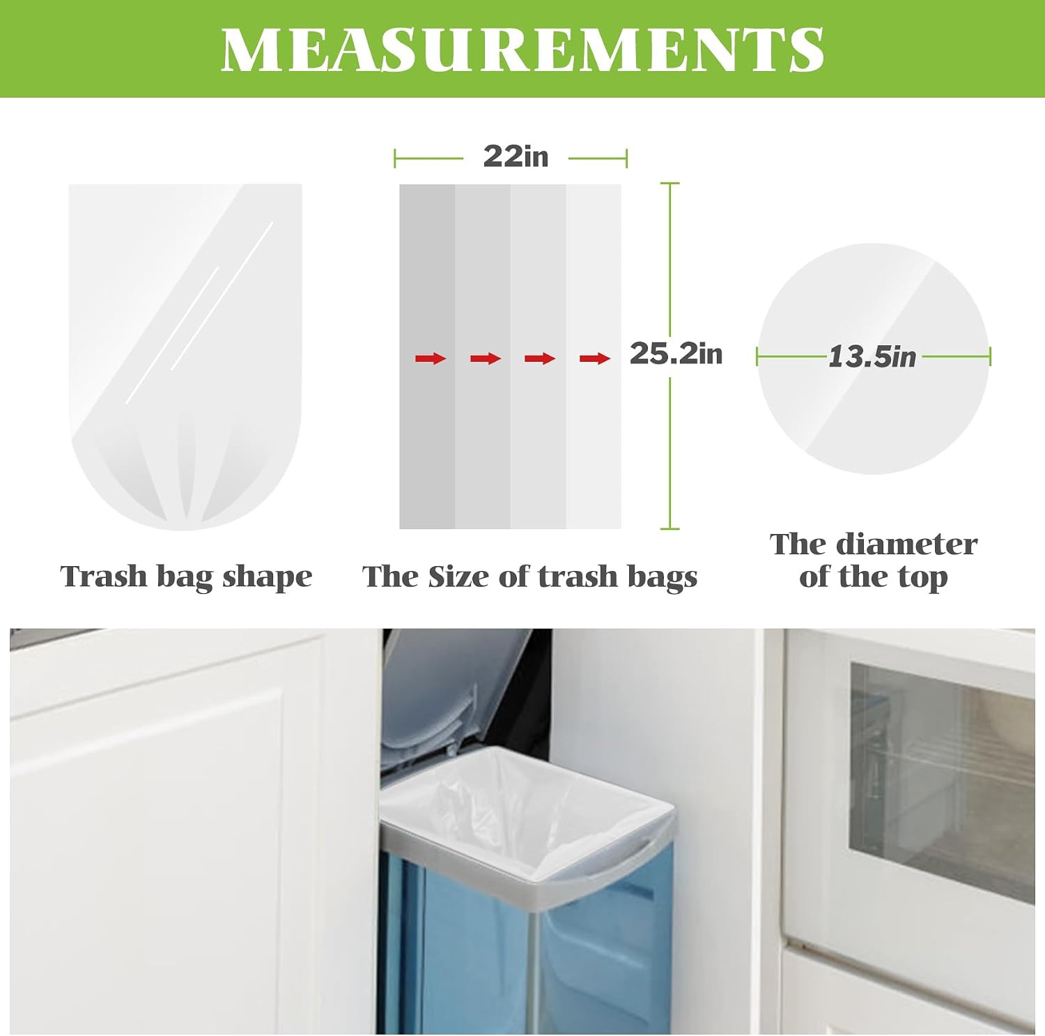 8 Gallon 200 Counts Unscented Medium Trash Bags,Fit 7,8,9,10 Gal Garbage Bags by