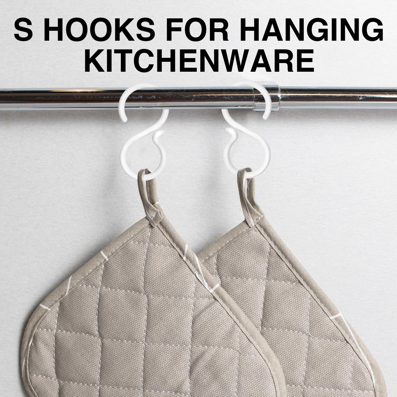 24 PCS White Plastic S Hooks for Hanging, Holds Up to 10 Lbs