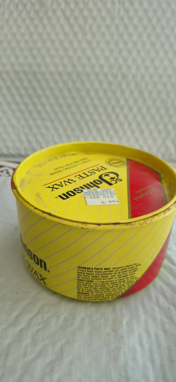 SC Johnson Paste Wax The Original Formula Discontinued. 50% Full