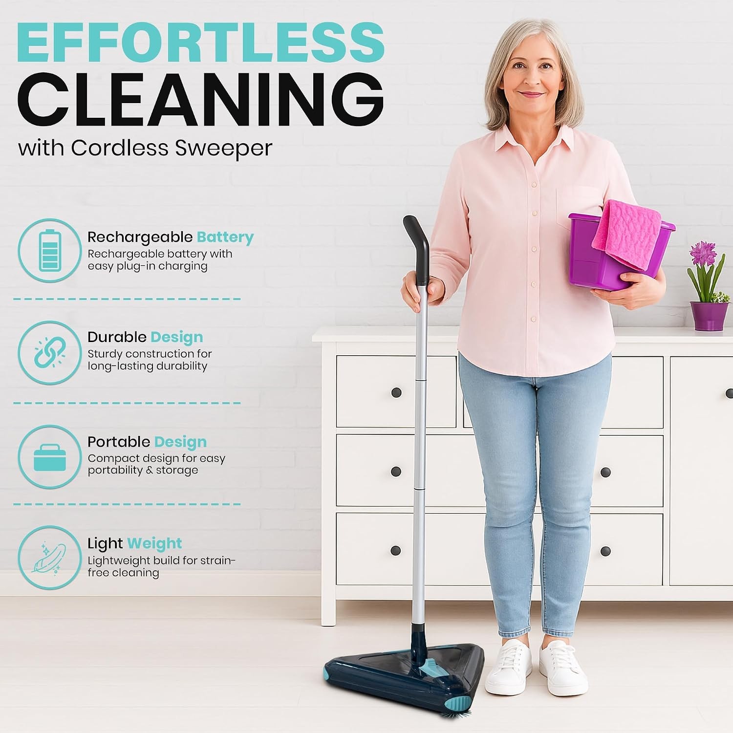 Zippi Sweeper Max- Powerful and Lightweight Sweeper, Perfect for Carpet Hardw…