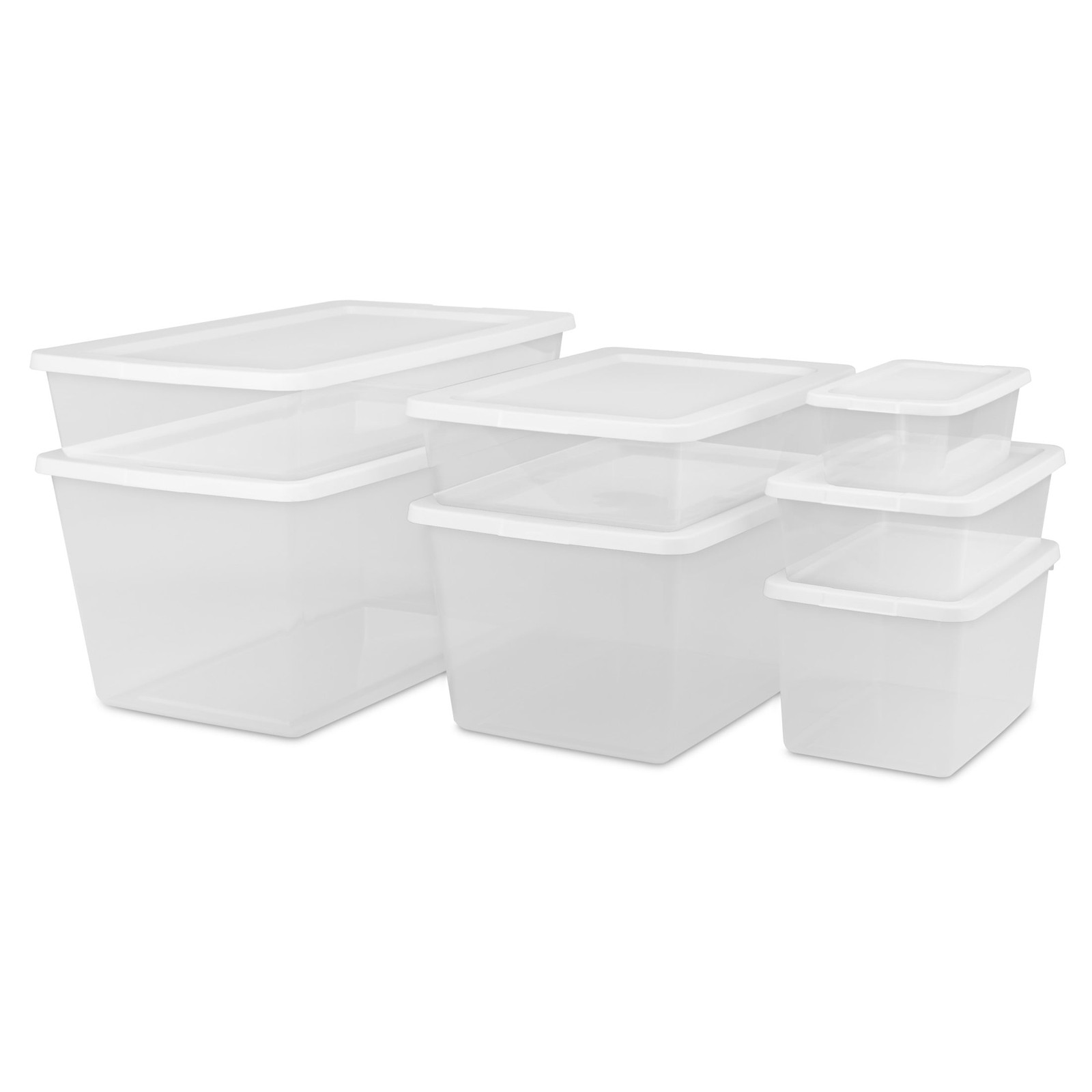 58 Quart Medium Storage Bin, Clear Plastic Storage Container with Snap-On Lid