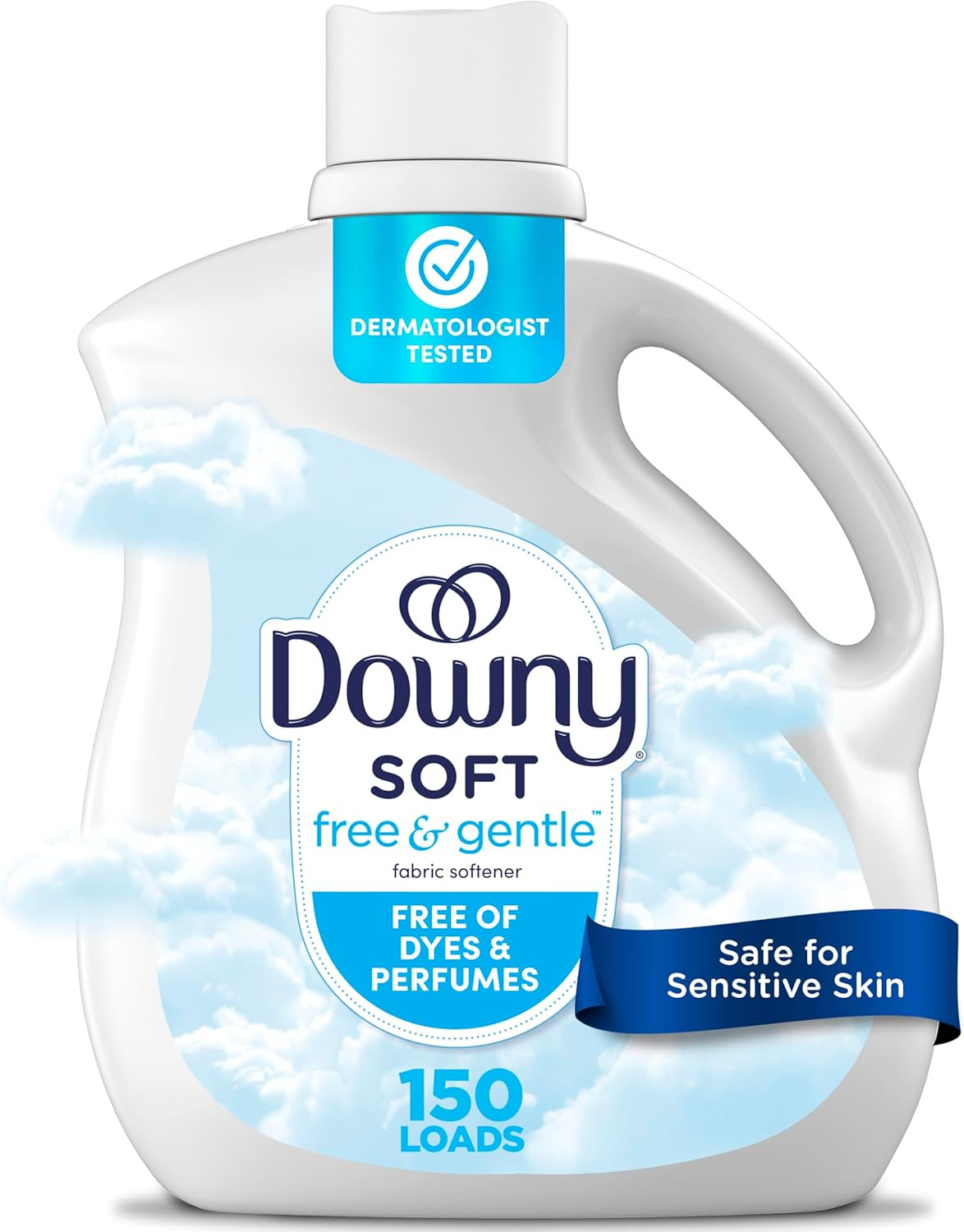 Downy Free & Gentle Liquid Fabric Softener, 111 Fl Oz, 150 Loads, Hypoallergenic