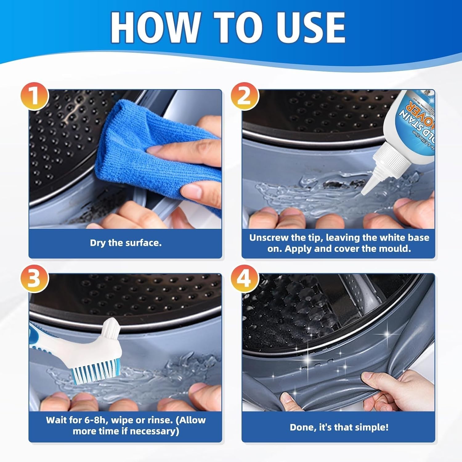 Mold Stain Cleaner Gel, 8 Fl Oz Household Washing Machine Cleaner for Front L…