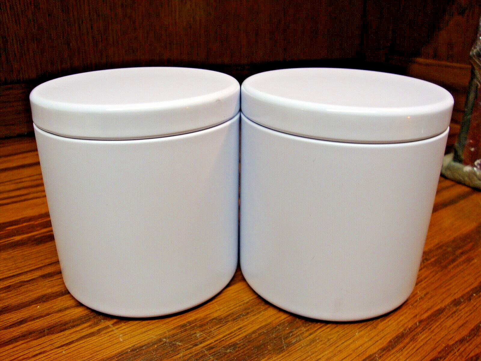 White 2pc Metal Cans w/Lid 3.5″x3.5″ Storage Candle Jar Multi-Purpose Use 953