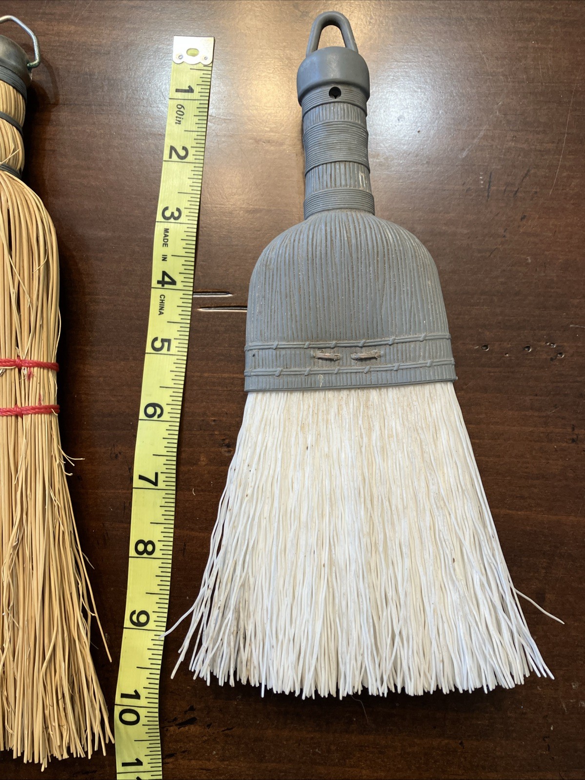 Handheld Whisk Broom Natural Fiber And Synthetic Vintage Cleaning Lot Of 2